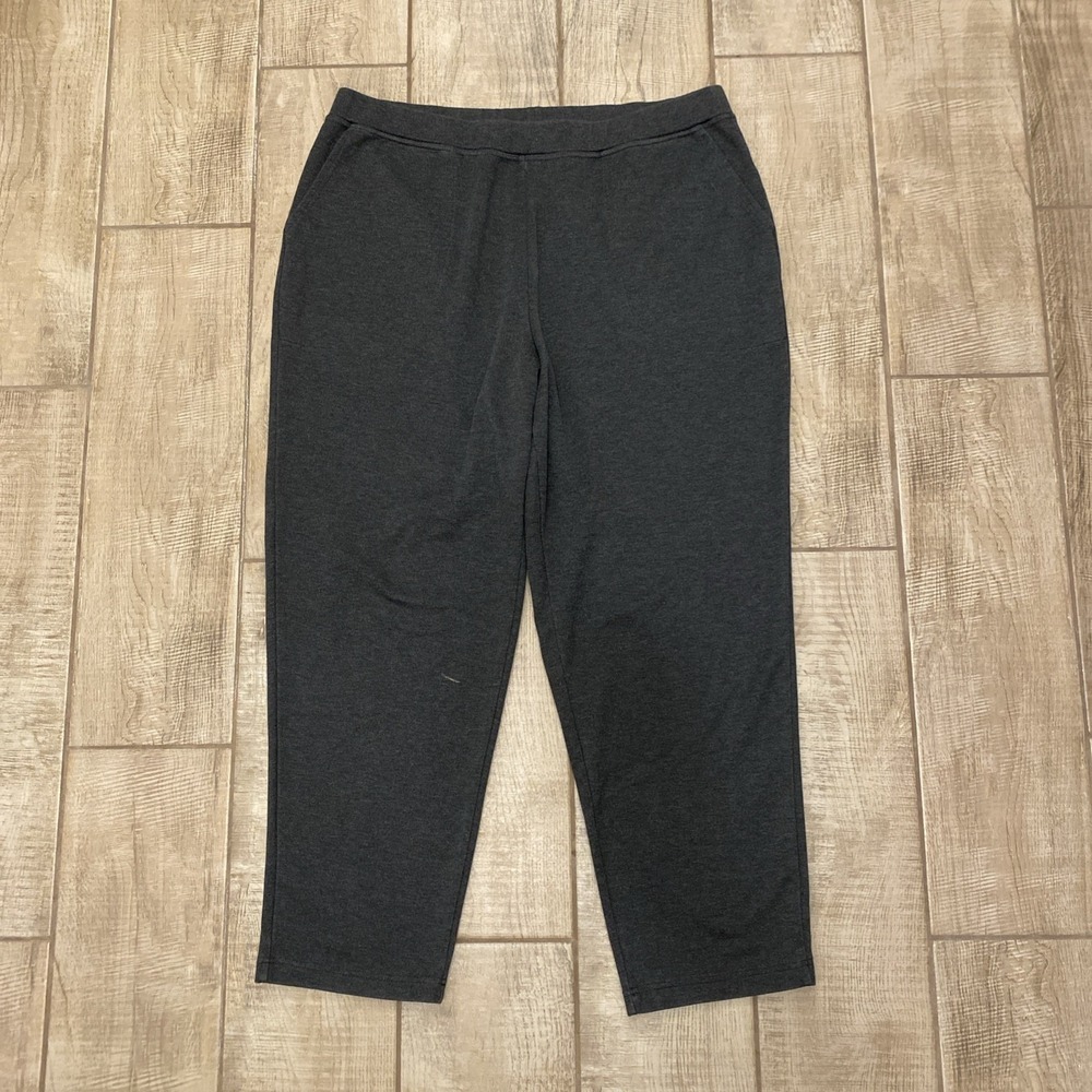 Woman Within Pants Women 22W Heather Dark Gray Pull On Stretch Pant Tapered Leg